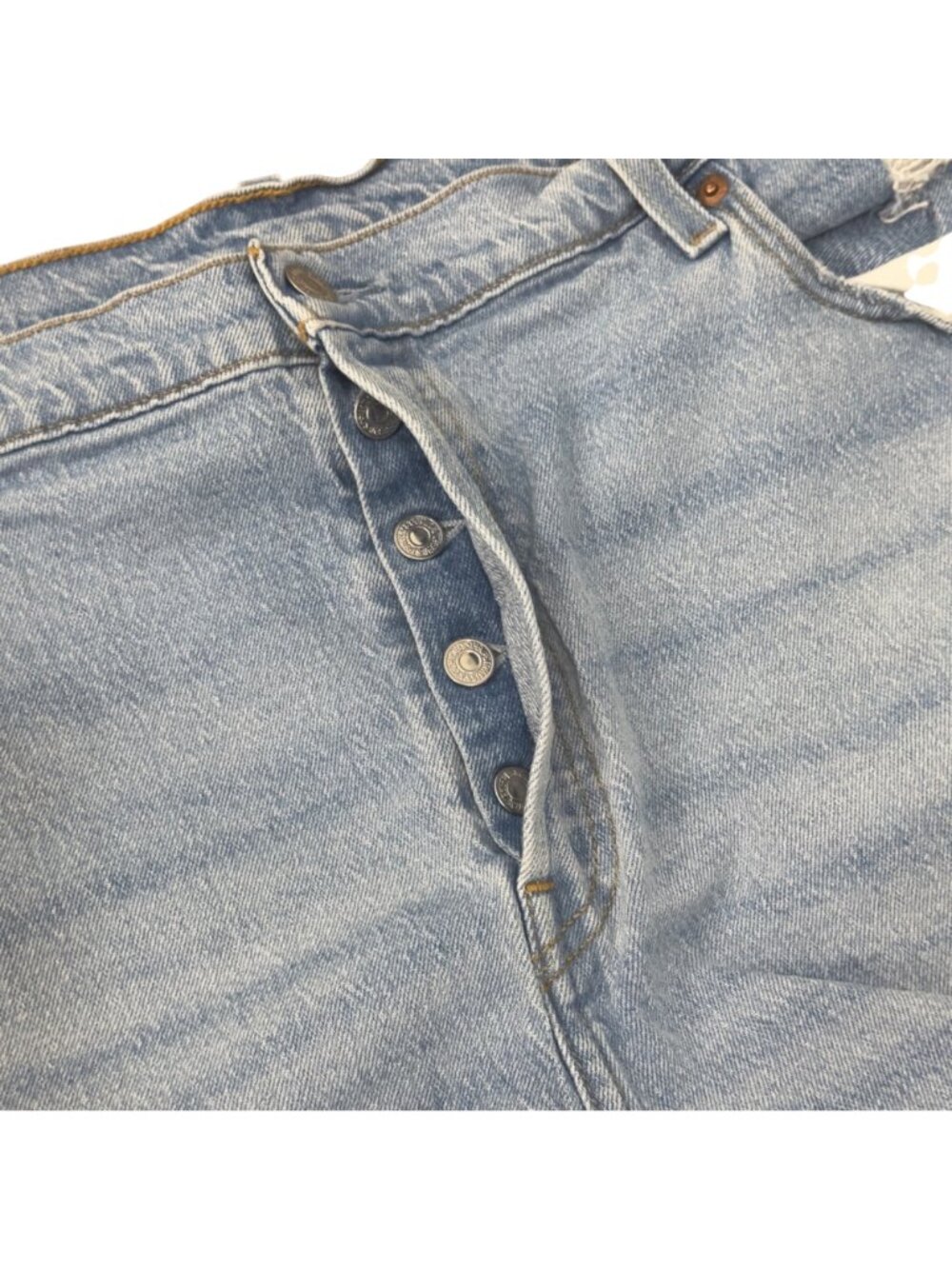 Levis 501 Womens Distressed Light Wash Hi-Rise Denim Shorts Size 22W Button Fly - Picture 10 of 16